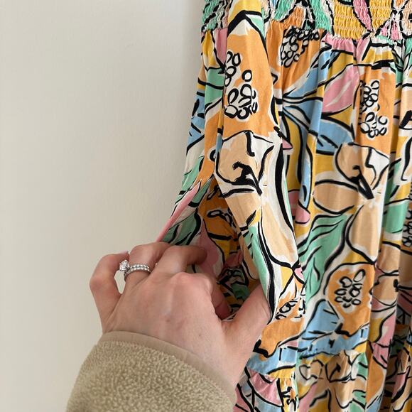 ASTR The Label Marlene Floral Print Smocked Sleeveless Maxi Dress Orange L - Picture 6 of 11